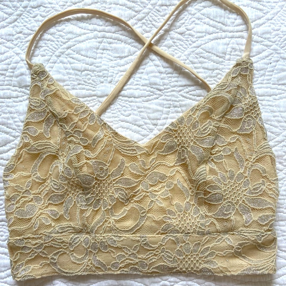 Free people cream lace bralette